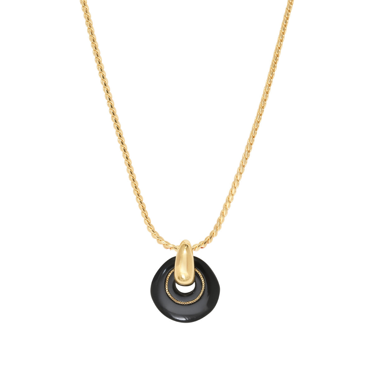 Collier pendentif réglable Masseria en métal doré et résine - noir Noir