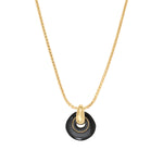 Collier pendentif réglable Masseria en métal doré et résine - noir Noir