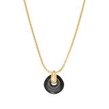 Collier pendentif réglable Masseria en métal doré et résine - noir Noir