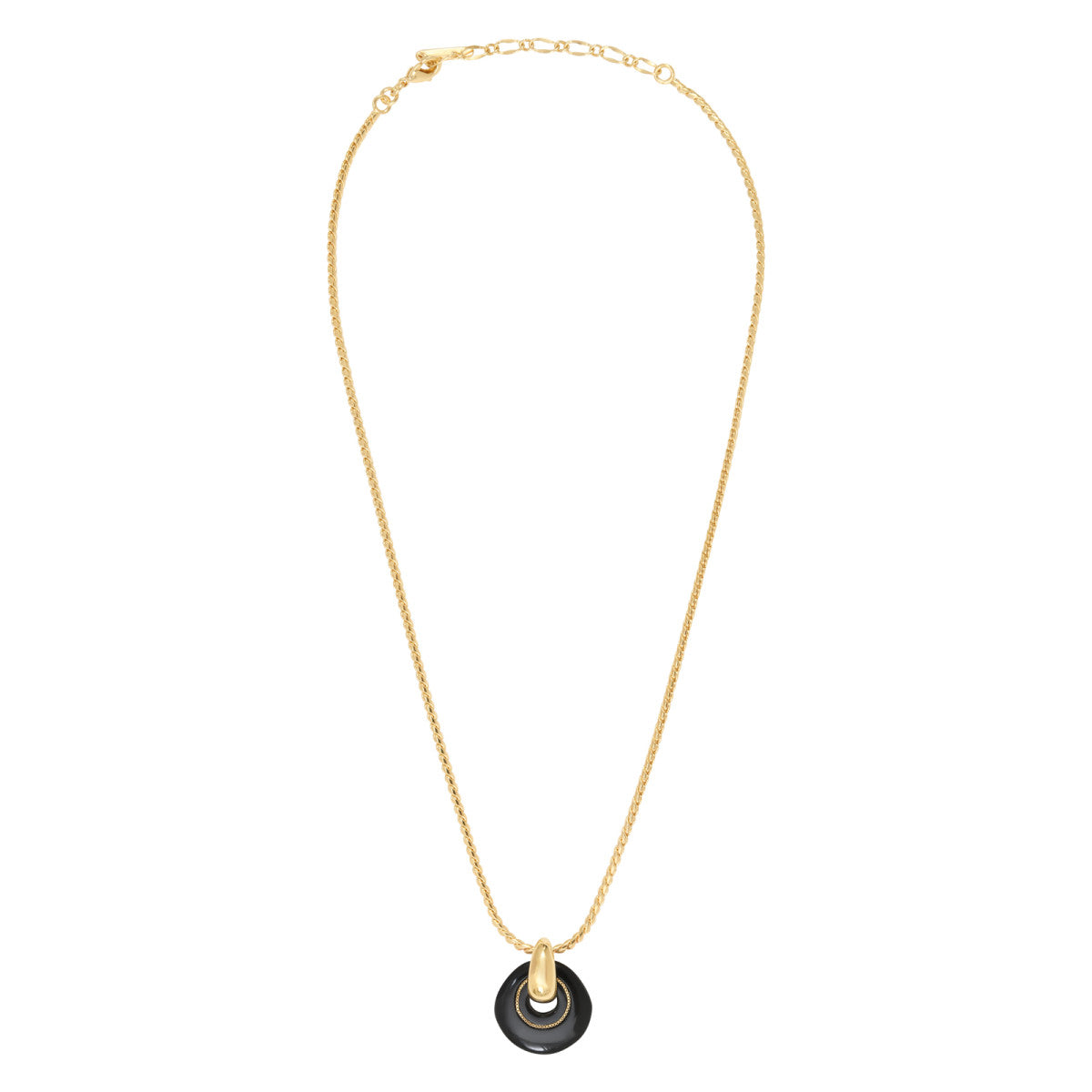 Collier pendentif réglable Masseria en métal doré et résine - noir Noir