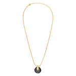 Collier pendentif réglable Masseria en métal doré et résine - noir Noir