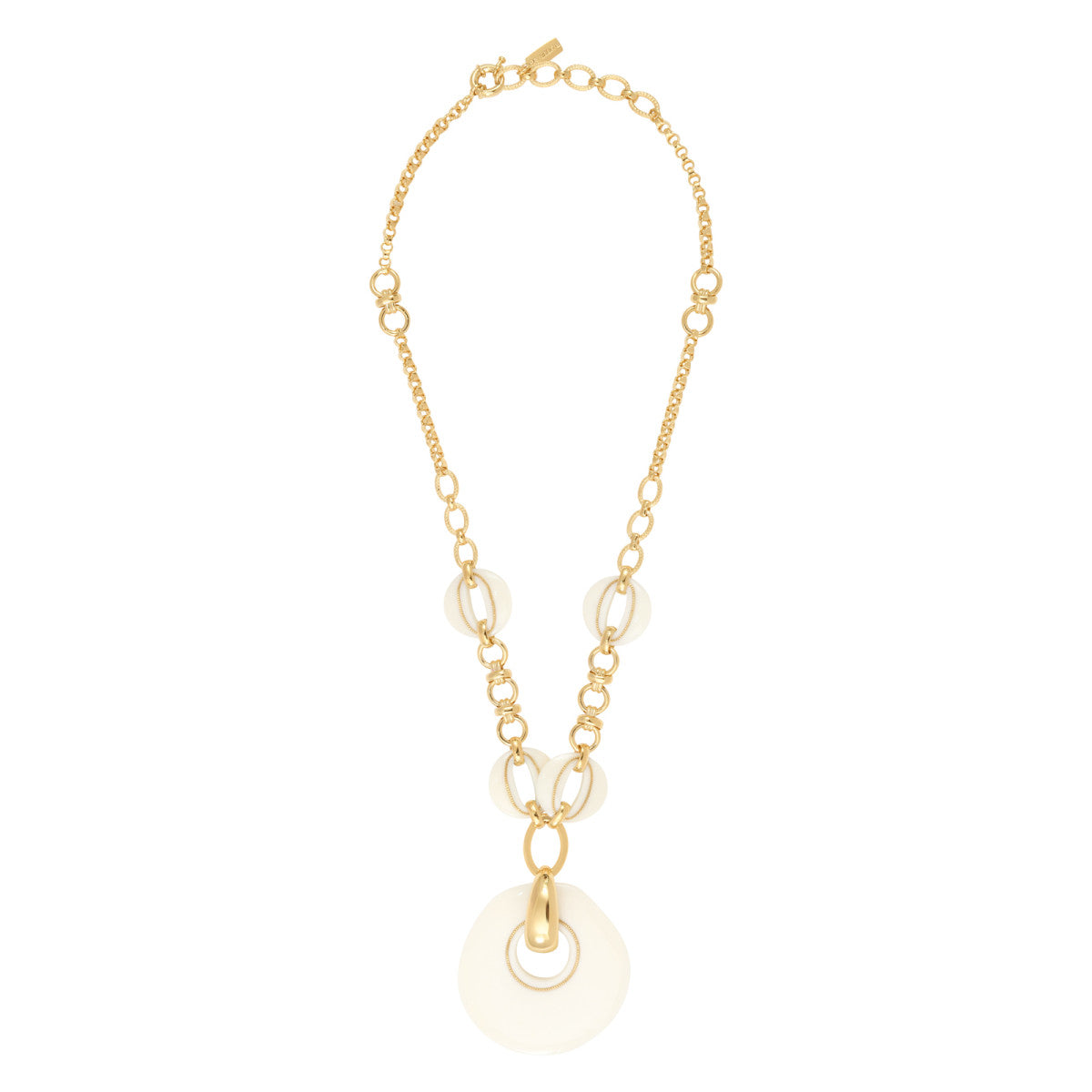 Collier sautoir chaîne réglable Masseria en métal doré et résine - blanc Blanc