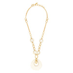 Collier sautoir chaîne réglable Masseria en métal doré et résine - blanc Blanc