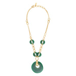 Collier sautoir chaîne réglable Masseria en métal doré et résine - vert Emeraude
