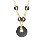 Collier sautoir chaîne réglable Masseria en métal doré et résine - noir Noir