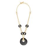 Collier sautoir chaîne réglable Masseria en métal doré et résine - noir Noir