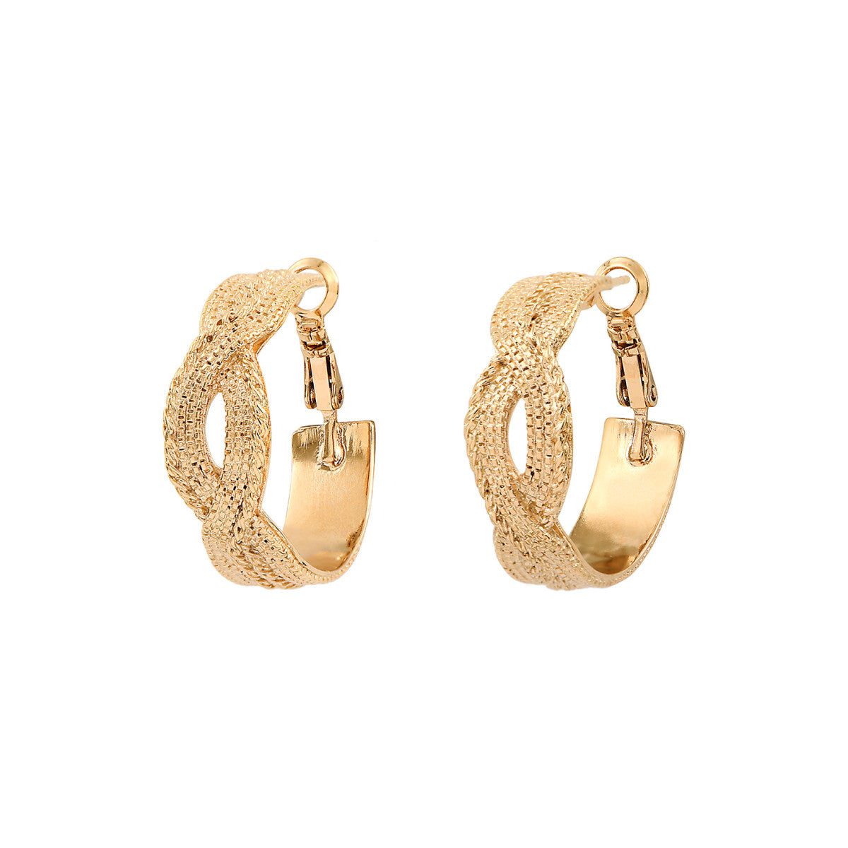Boucles d'oreilles créoles torsadées métal doré à l'or fin - doré Or brillant