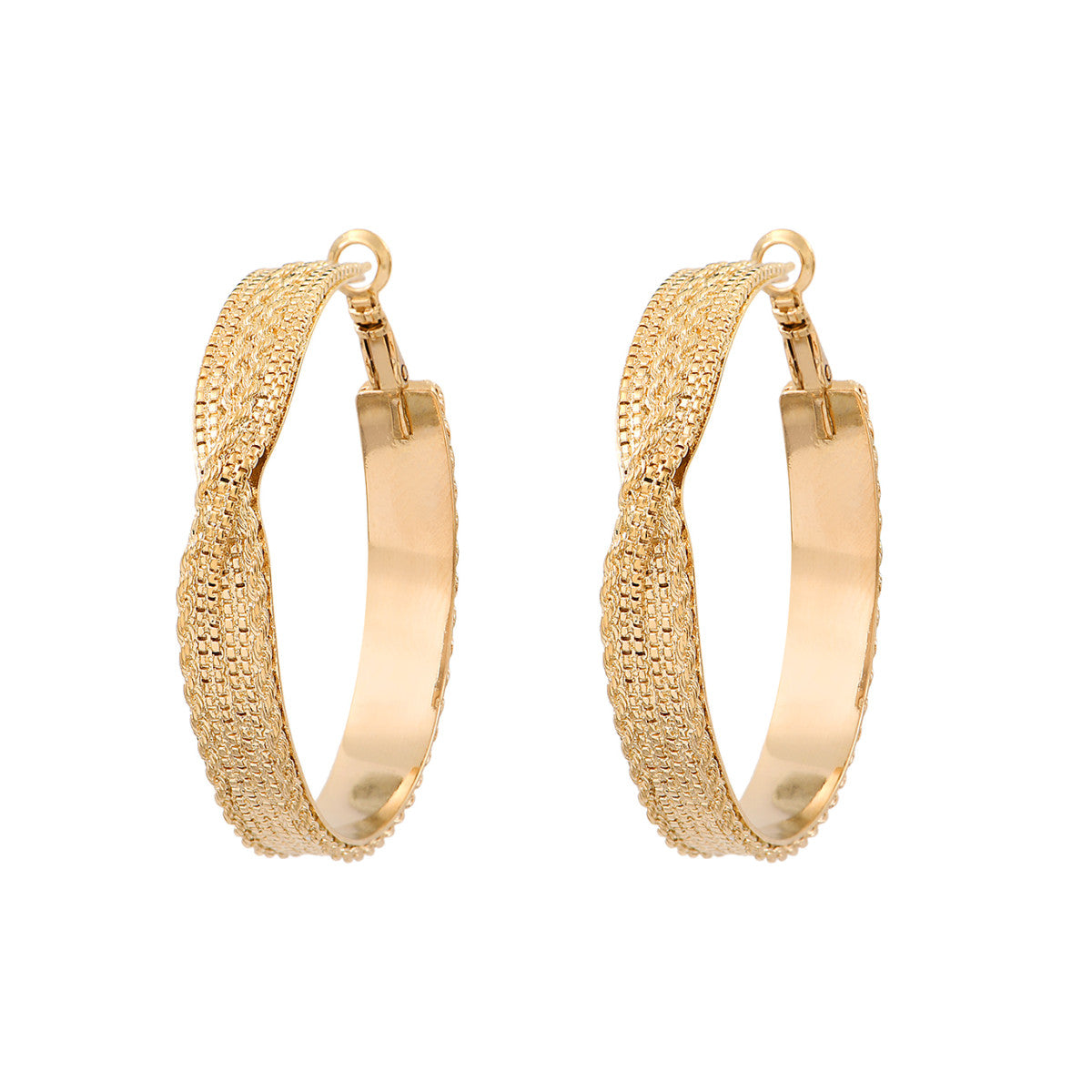 Boucles d'oreilles créoles bohème chic métal doré à l'or fin - doré Or brillant