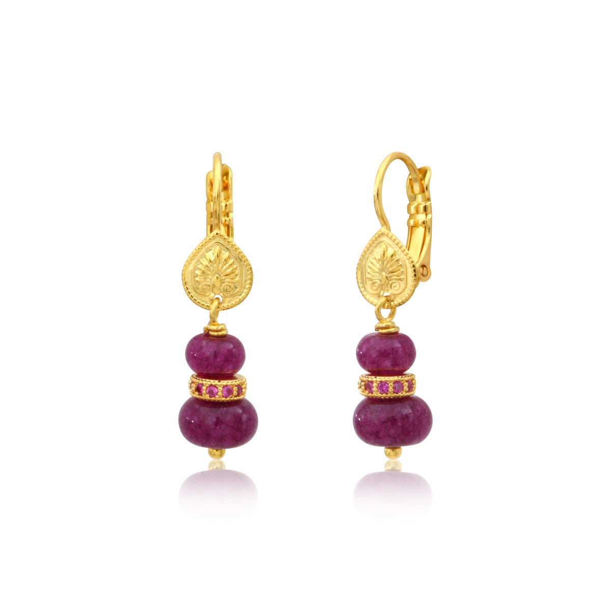 Boucles d'oreilles dormeuses Avola quartz teintés et zirconiums - violet Violet