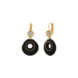 Boucles d'oreilles dormeuses Masseria en résine et grenat - noir Noir