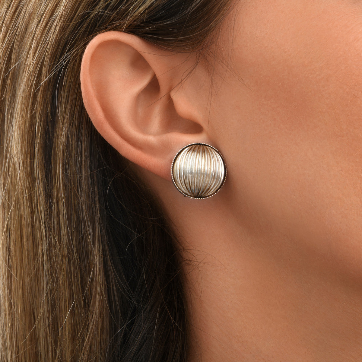 Boucles d'oreilles clips intemporelles perles godron - argenté Argent