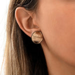 Boucles d'oreilles clips intemporelles perles godron - doré Or