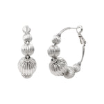 Boucles d'oreilles créoles raffinées perles godron-argent Argent