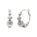 Boucles d'oreilles créoles raffinées perles godron-argent Argent
