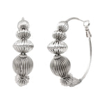 Boucles d'oreilles créoles femme perles godron - argent Argent