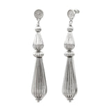 Boucles d'oreilles percées longues perles godron - argent Argent