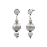 Boucles d'oreilles percées intemporelles perles godron - argent Argent