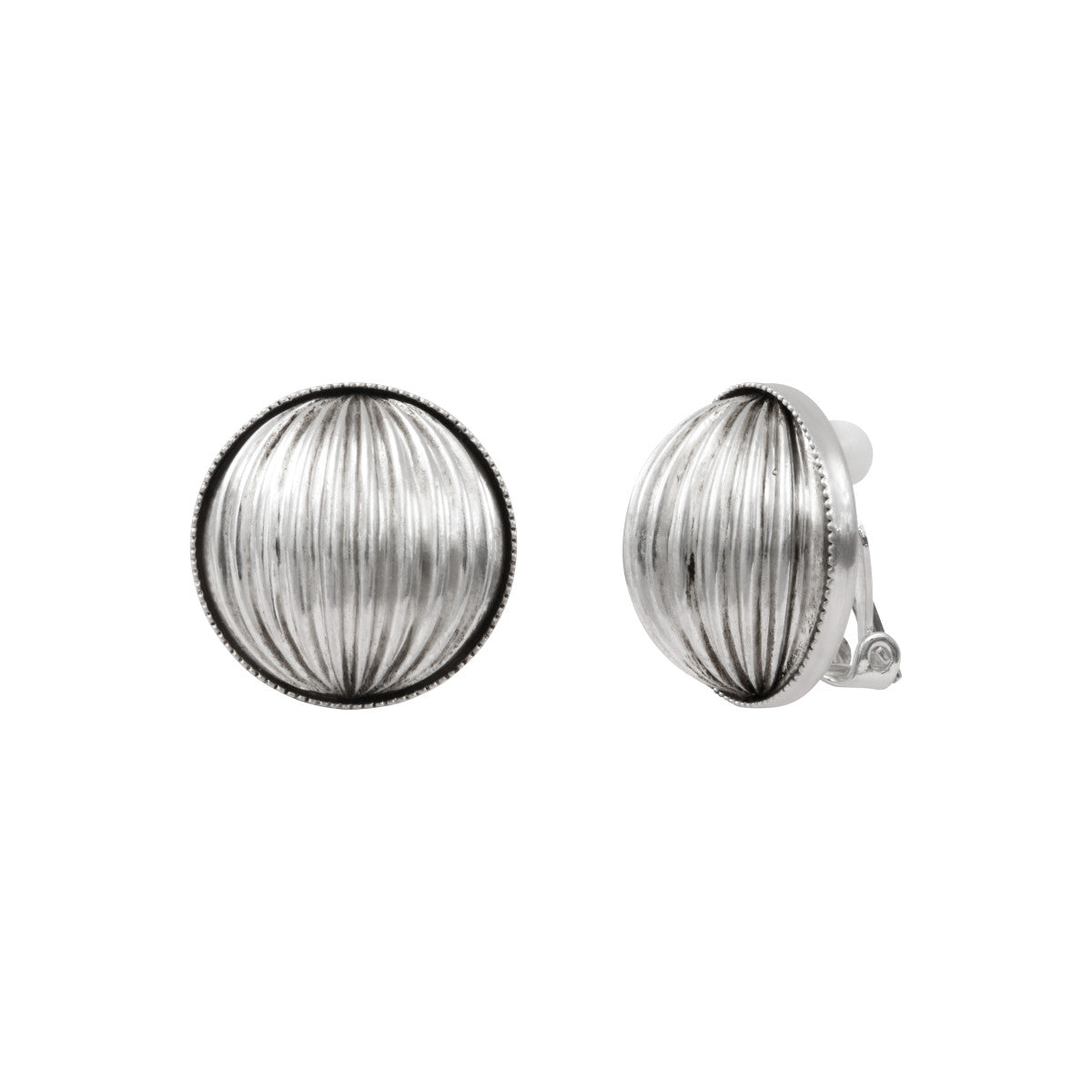 Boucles d'oreilles clips intemporelles perles godron - argenté Argent