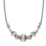 Collier court fantaisie femme perles godron - argenté Argent