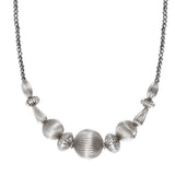 Collier court fantaisie femme perles godron - argenté Argent