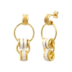 Boucles d'oreilles à tiges percées Alicudi en métal doré émail et perles du Japon - blanc Blanc