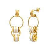 Boucles d'oreilles à tiges percées Alicudi en métal doré émail et perles du Japon - blanc Blanc