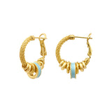 Boucles d'oreilles créoles Alicudi en métal tressé - turquoise Turquoise