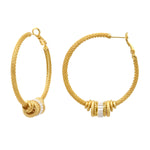 Grandes boucles d'oreilles créoles Alicudi en métal doré et perles du Japon - blanc Blanc