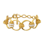 Bracelet anneaux Alicudi en métal doré émail et perles du Japon - blanc Blanc