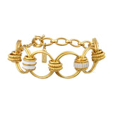 Bracelet anneaux Alicudi en métal doré émail et perles du Japon - blanc Blanc
