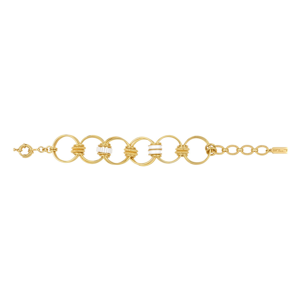 Bracelet anneaux Alicudi en métal doré émail et perles du Japon - blanc Blanc