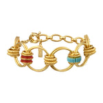 Bracelet anneaux Alicudi en métal doré émail et perles du Japon - turquoise Turquoise corail