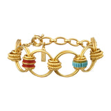 Bracelet anneaux Alicudi en métal doré émail et perles du Japon - turquoise Turquoise corail