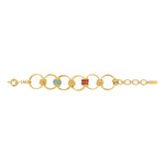 Bracelet anneaux Alicudi en métal doré émail et perles du Japon - turquoise Turquoise corail