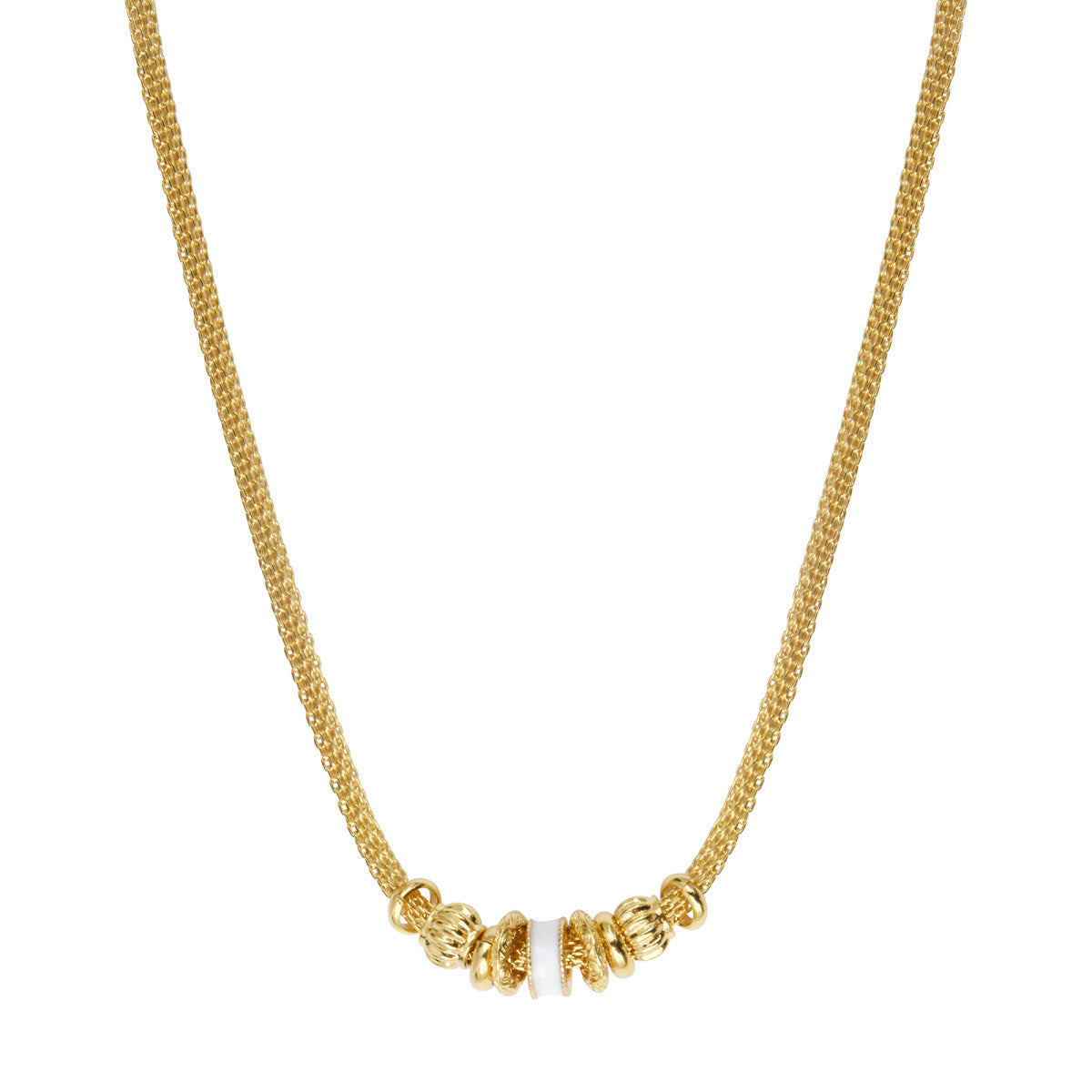 Collier Alicudi en métal doré à l'or fin et anneau émaillé - blanc Blanc