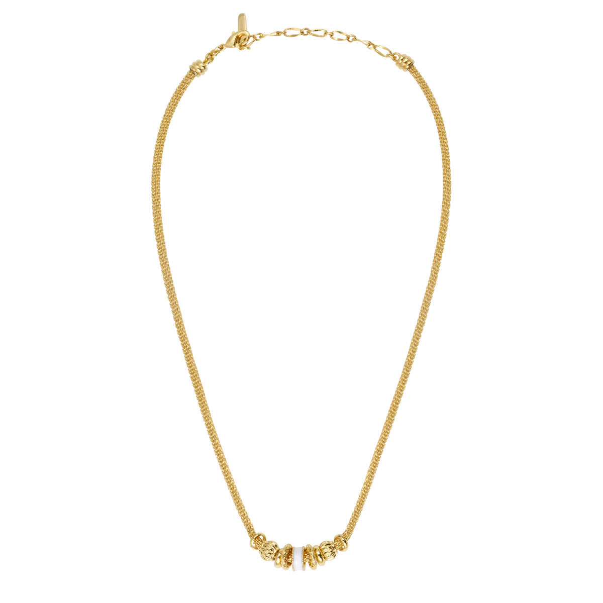 Collier Alicudi en métal doré à l'or fin et anneau émaillé - blanc Blanc