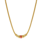Collier Alicudi en métal doré à l'or fin et anneau émaillé - rouge Rouge