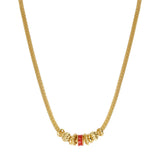 Collier Alicudi en métal doré à l'or fin et anneau émaillé - rouge Rouge