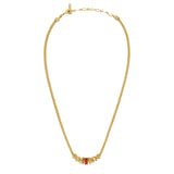 Collier Alicudi en métal doré à l'or fin et anneau émaillé - rouge Rouge