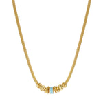 Collier Alicudi en métal doré à l'or fin et anneau émaillé - turquoise Turquoise