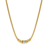 Collier Alicudi en métal doré à l'or fin et anneau émaillé - turquoise Turquoise