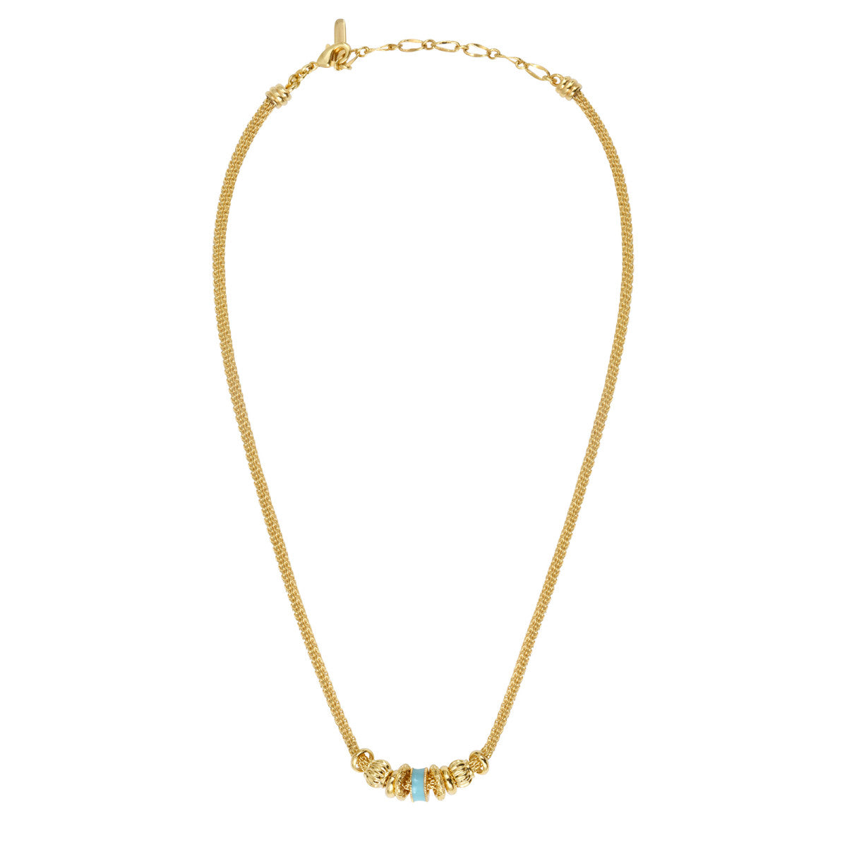 Collier Alicudi en métal doré à l'or fin et anneau émaillé - turquoise Turquoise