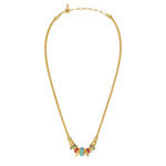 Collier Alicudi en métal doré à l'or fin, perles de verre, perles du Japon et émail - bleu Turquoise corail