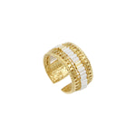 Bague ajustable Alicudi en métal doré à l'or fin et perles du Japon taille M - blanc Blanc