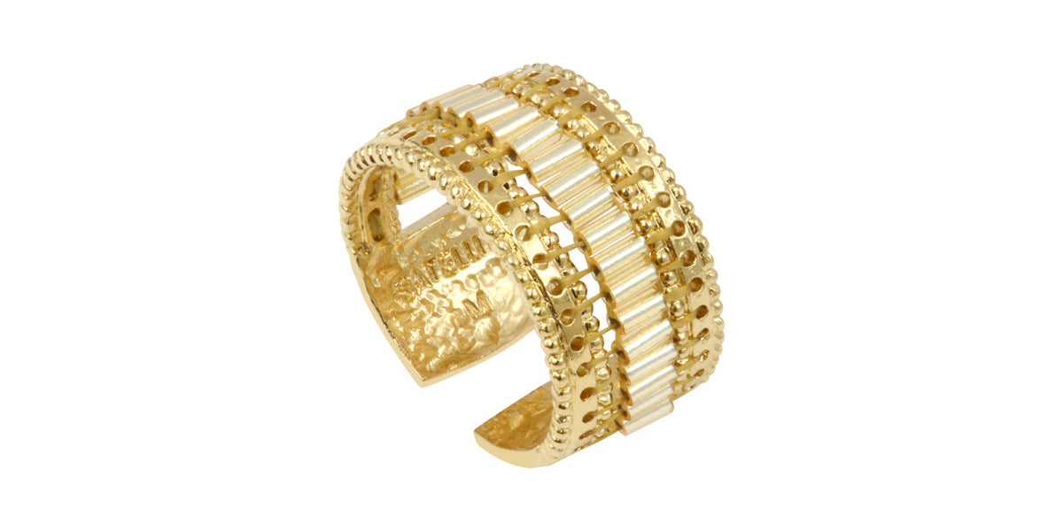 Bague ajustable Alicudi en métal doré à l'or fin et perles du Japon taille M - doré Dore