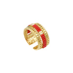 Bague ajustable Alicudi en métal doré à l'or fin et perles du Japon taille M - rouge Rouge