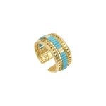 Bague ajustable Alicudi en métal doré à l'or fin et perles du Japon taille M - turquoise Turquoise