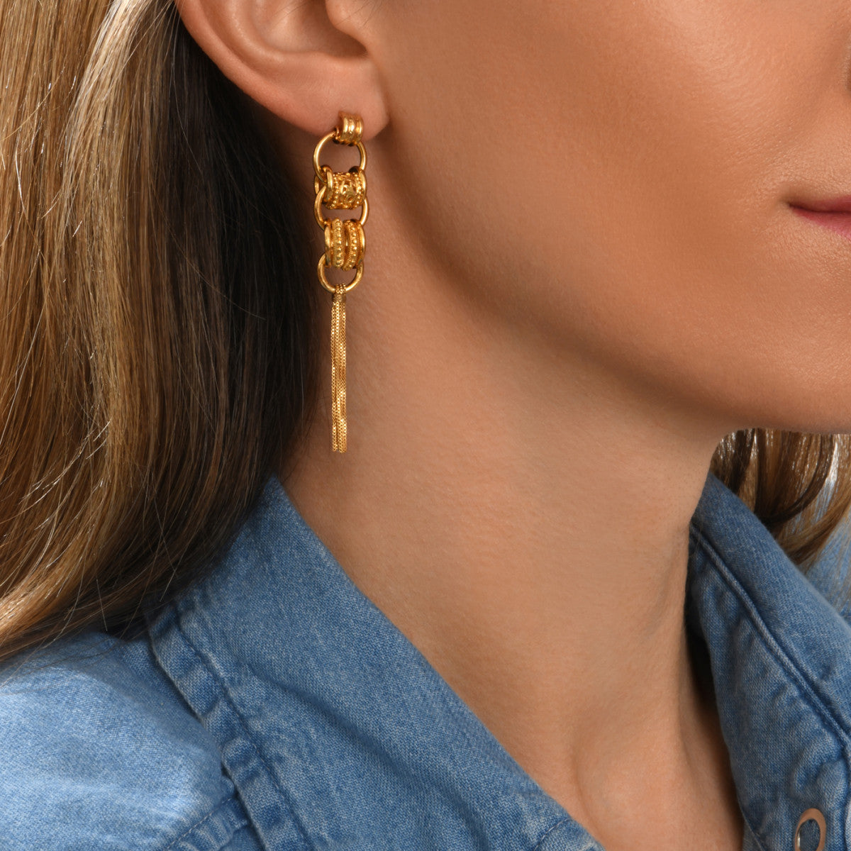 Boucles d'oreilles longues à tiges percées en métal doré Alicudi - doré Dore
