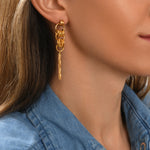 Boucles d'oreilles longues à tiges percées en métal doré Alicudi - doré Dore