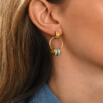 Boucles d'oreilles à tiges percées Alicudi anneaux en métal doré et émail - turquoise Turquoise